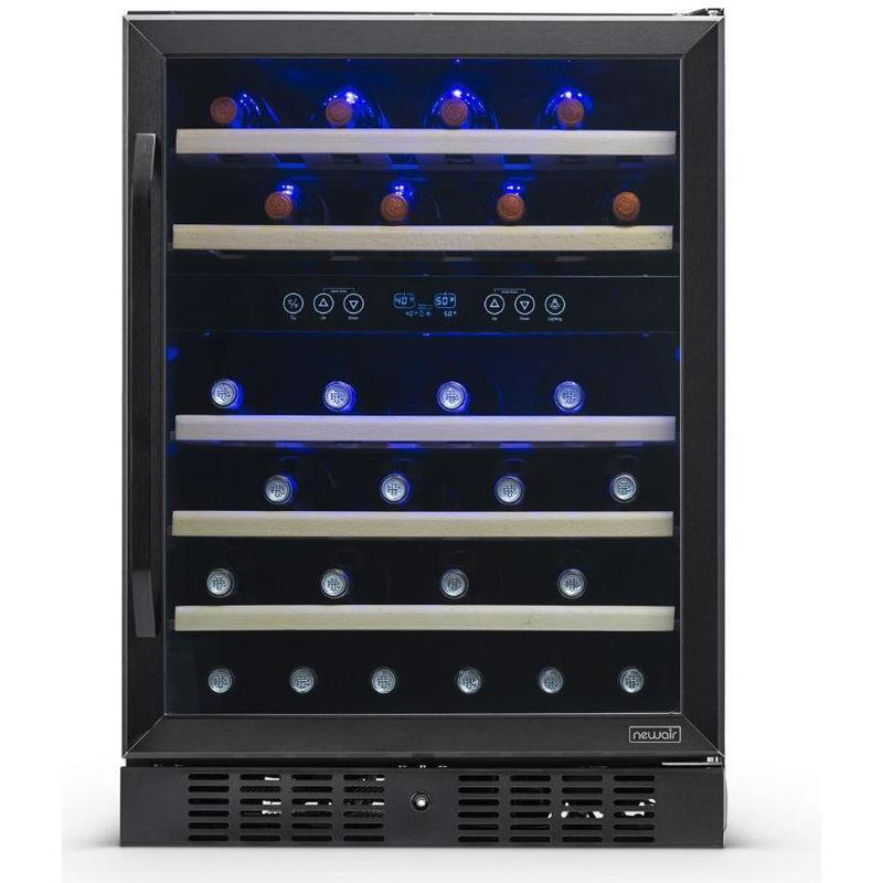 NewAir 24” Built-in 46 Bottle Dual Zone Black Stainless Steel Wine Fridge (NWC046BS00)