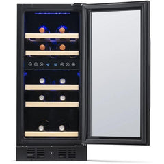 NewAir 15” Built-in 29 Bottle Dual Zone Black Stainless Steel Wine Fridge (NWC029BS00)