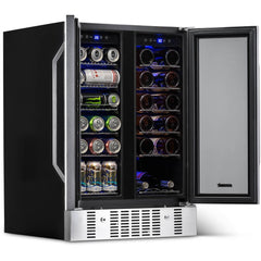 NewAir 24” Built-in Dual Zone 18 Bottle and 58 Can Wine and Beverage Fridge (AWB-360DB)