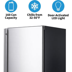 NewAir 24” Built-in 160 Can Outdoor Weatherproof Stainless Steel Beverage Fridge (NOF160SS00)