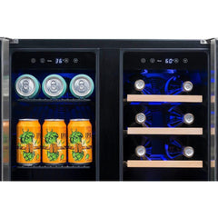 NewAir 24” Premium Built-in Dual Zone 18 Bottle and 58 Can French Door Wine and Beverage Fridge (NWB080SS00)