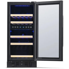 NewAir 15” Built-in 29 Bottle Dual Zone Black Stainless Steel Wine Fridge (NWC029BS00)