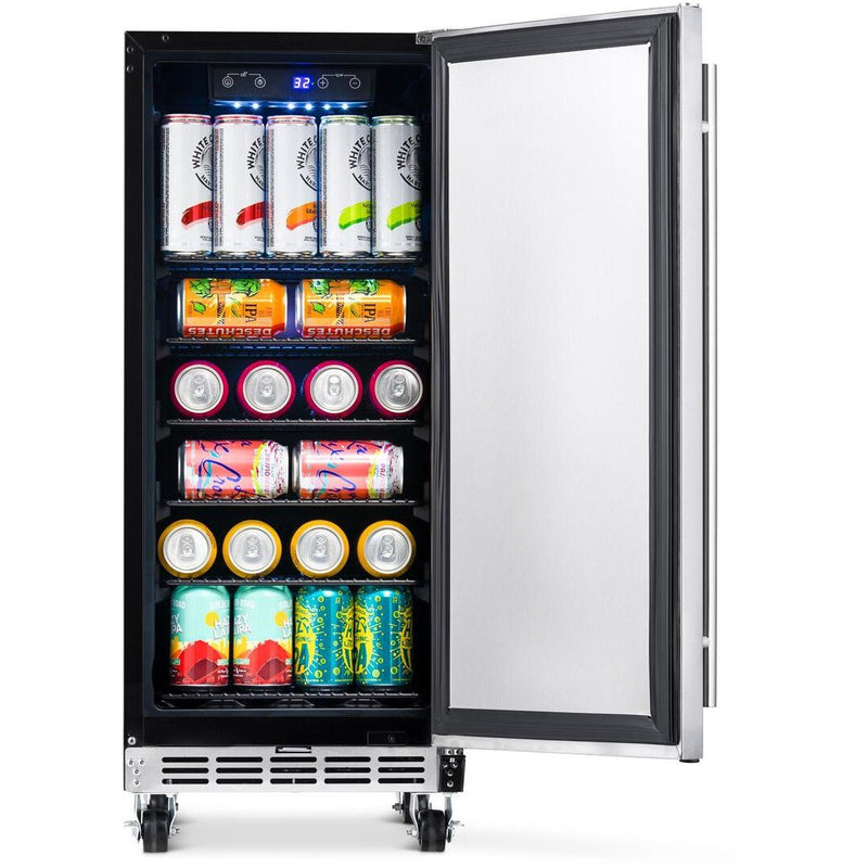 NewAir 15” Built-in 90 Can Outdoor Weatherproof Stainless Steel Beverage Fridge (NOF090SS00)