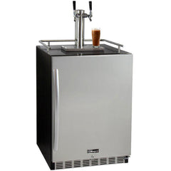 Kegco 24" Wide Cold Brew Coffee Dual Tap Black Commercial Built-In Right Hinge Kegerator (ICHK38BSU-2)