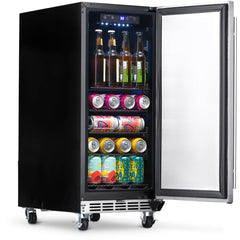 NewAir 15” Built-in 90 Can Outdoor Weatherproof Stainless Steel Beverage Fridge (NOF090SS00)