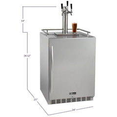 Kegco 24" Wide Cold Brew Coffee Triple Tap All Stainless Steel Outdoor Built-In Right Hinge Kegerator (ICHK38SSU-3)