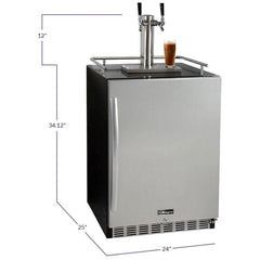 Kegco 24" Wide Cold Brew Coffee Dual Tap Black Commercial Built-In Right Hinge Kegerator (ICHK38BSU-2)