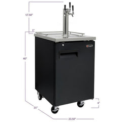 Kegco 24" Wide Homebrew Triple Tap Black Commercial Kegerator (HBK1XB-3)