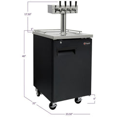 Kegco 24" Wide Homebrew Four Tap Black Commercial Kegerator (HBK1XB-4)