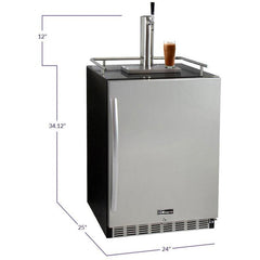 Kegco 24" Wide Cold Brew Coffee Single Tap Black Commercial Built-In Right Hinge Kegerator (ICHK38BSU-1)