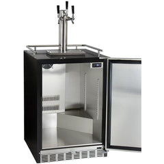 Kegco 24" Wide Triple Tap Stainless Steel Built-In Right Hinge Kegerator with Kit (HK38BSU-3)