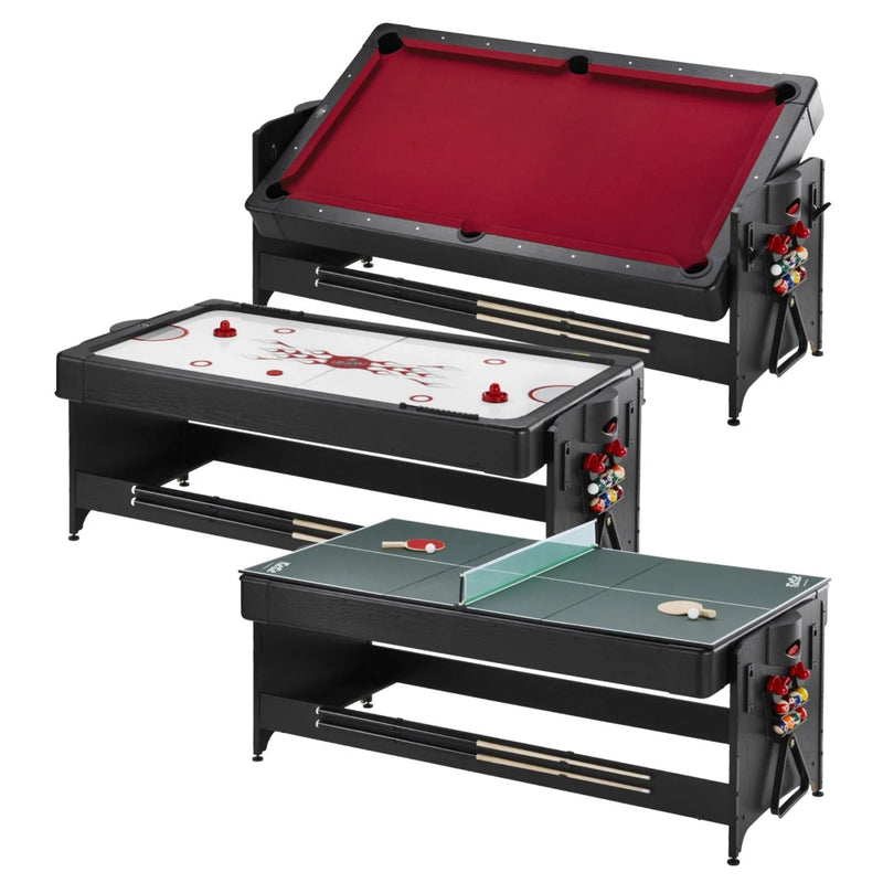 Fat Cat Original 3-in-1 7' Pockey Multi-Game Table Red (64-1053)