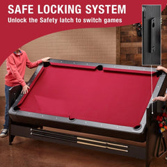 Fat Cat Original 3-in-1 7' Pockey Multi-Game Table Red (64-1053)