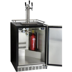 Kegco 24" Wide Triple Tap Stainless Steel Built-In Right Hinge Kegerator with Kit (HK38BSU-3)