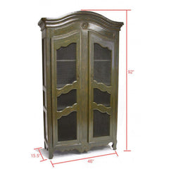 Zentique Christopher Olive Green China Cabinet (LIVIMA-S8-12-18 Green)