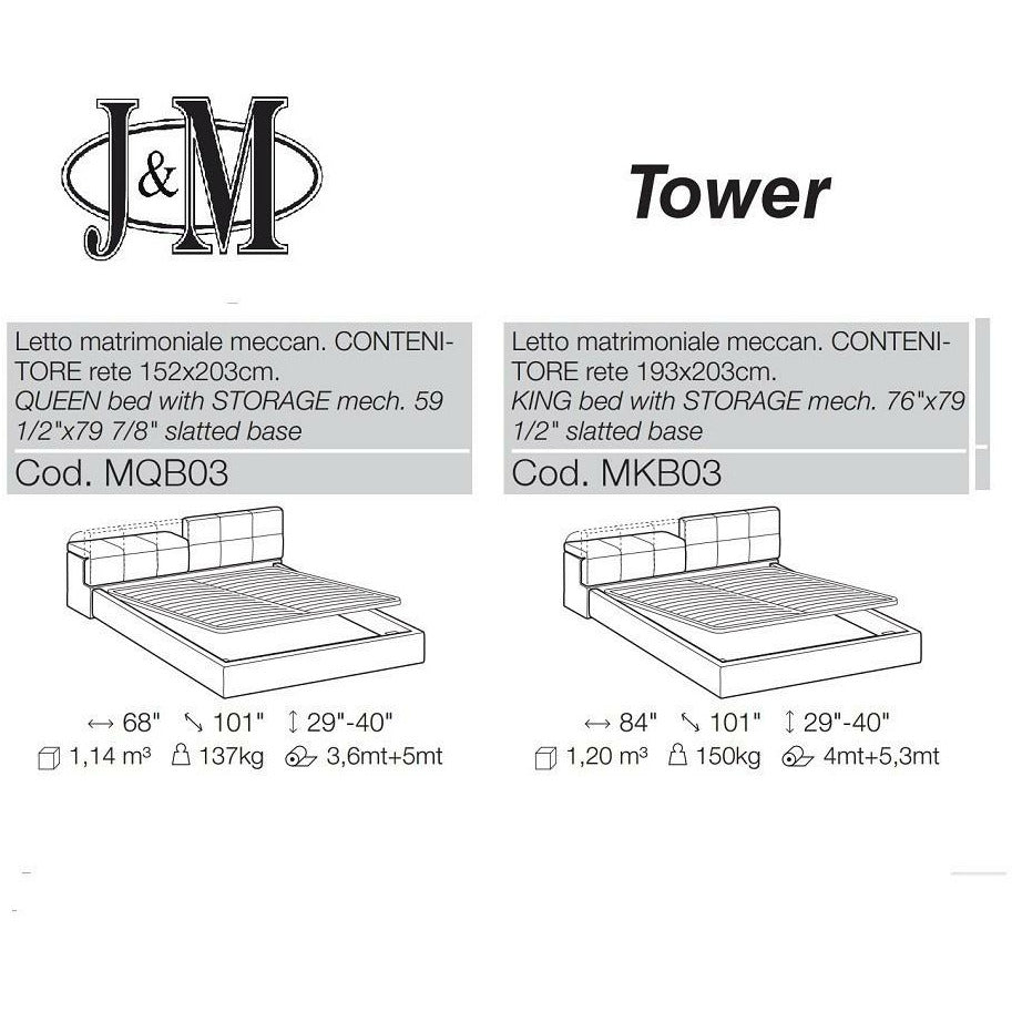 J&M Taupe Tower Storage Bed
