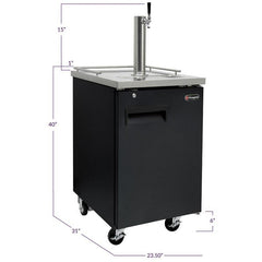 Kegco 24" Wide Kombucha Single Tap Black Commercial Kegerator (KOMC1B-1)