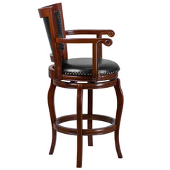 LeatherSoft 30'' High Cherry Wood Barstool Seat - Pack of Four (x4) (TA-21259-CHY-GG)