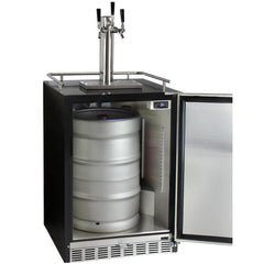 Kegco 24" Wide Triple Tap Stainless Steel Built-In Right Hinge Kegerator with Kit (HK38BSU-3)