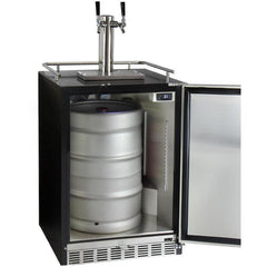 Kegco 24" Wide Dual Tap Stainless Steel Built-In Right Hinge Kegerator with Kit (HK38BSU-2)