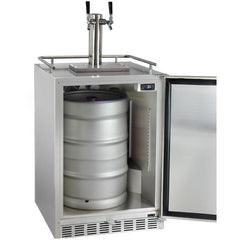 Kegco 24" Wide Cold Brew Coffee Dual Tap All Stainless Steel Outdoor Built-In Right Hinge Kegerator (ICHK38SSU-2)