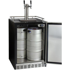 Kegco 24" Wide Cold Brew Coffee Dual Tap Black Commercial Built-In Right Hinge Kegerator (ICHK38BSU-2)