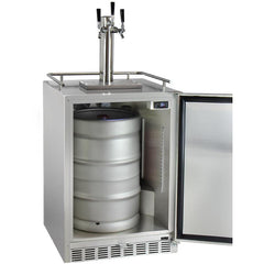 Kegco 24" Wide Cold Brew Coffee Triple Tap All Stainless Steel Outdoor Built-In Right Hinge Kegerator (ICHK38SSU-3)