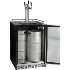 Kegco 24" Wide Triple Tap Stainless Steel Built-In Right Hinge Kegerator with Kit (HK38BSU-3)