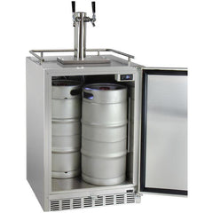 Kegco 24" Wide Cold Brew Coffee Dual Tap All Stainless Steel Outdoor Built-In Right Hinge Kegerator (ICHK38SSU-2)