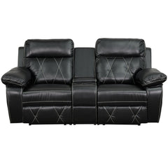 Reel Comfort Series 2-Seat Reclining Black Leather Theater Seating (BT-70530-2-BK-GG)