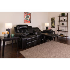 Reel Comfort Series 2-Seat Reclining Black Leather Theater Seating (BT-70530-2-BK-GG)