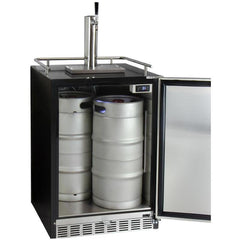 Kegco 24" Wide Single Tap Stainless Steel Built-In Right Hinge Kegerator with Kit (HK38BSU-1)