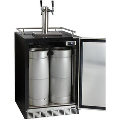 Kegco 24" Wide Dual Tap Stainless Steel Built-In Right Hinge Kegerator with Kit (HK38BSU-2)