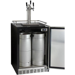 Kegco 24" Wide Triple Tap Stainless Steel Built-In Right Hinge Kegerator with Kit (HK38BSU-3)