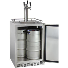 Kegco 24" Wide Cold Brew Coffee Triple Tap All Stainless Steel Outdoor Built-In Right Hinge Kegerator (ICHK38SSU-3)