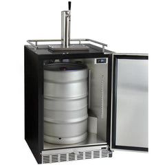 Kegco 24" Wide Single Tap Stainless Steel Built-In Left Hinge Kegerator with Kit (HK38BSU-L-1)