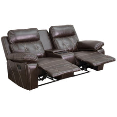 Reel Comfort Series 2-Seat Reclining Brown Leather Theater Seating (BT-70530-2-BRN-GG)