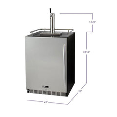 Kegco 24" Wide Single Tap Stainless Steel Built-In Left Hinge Kegerator with Kit (HK38BSU-L-1)