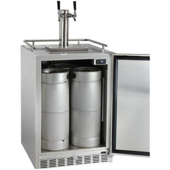 Kegco 24" Wide Cold Brew Coffee Dual Tap All Stainless Steel Outdoor Built-In Right Hinge Kegerator (ICHK38SSU-2)