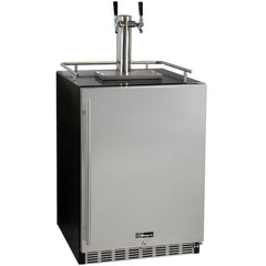 Kegco 24" Wide Dual Tap Stainless Steel Built-In Left Hinge Kegerator with Kit (HK38BSU-L-2)