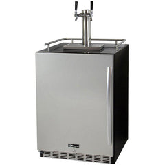 Kegco 24" Wide Dual Tap Stainless Steel Built-In Left Hinge Kegerator with Kit (HK38BSU-L-2)