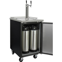 Kegco 24" Wide Kombucha Dual Tap Black Commercial Kegerator (KOMC1B-2)