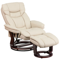 LeatherSoft Beige Swivel Recliner Chair with Ottoman Footrest (BT-7821-BGE-GG)