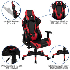 Red Gaming Desk and Red/Black Reclining Gaming Chair Set with Cup Holder and Headphone Hook (BLN-X20RSG1030-RD-GG)